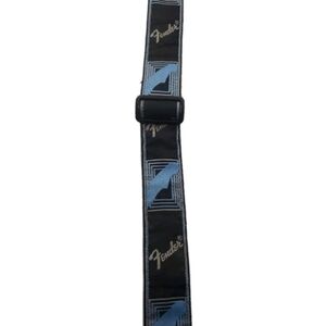 Vintage Fender Guitar Strap Blue And Black Adjustable Embroidered Logo